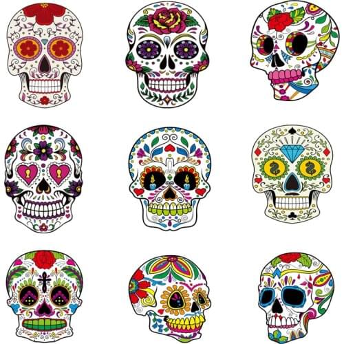 Iron on Transfer for Clothing Stickers Diy Skull Iron on Patches for Clothing Textile Vinyl Stripes Thermotransfer for Clothes E