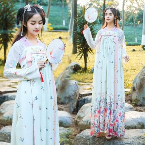 Ancient Chinese Costume Women Modern Hanfu Chinese Style Clothes 2019 New Tang Suit Daily Hanfu Classical Dance Costume SL1273