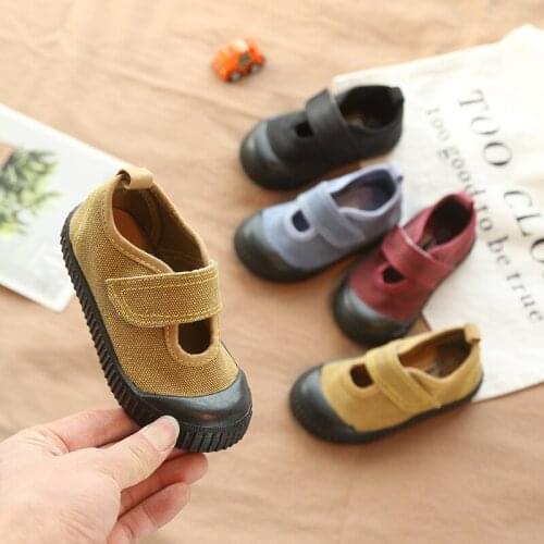 Spring and Autumn Korean Childrens Water-washed Canvas Shoes Boys and Girls school casual shoes Super soft and comfortable