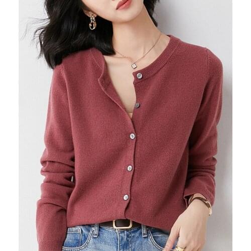 High Quality Cotton Shirt New 2021 Women Fashion Long Sleeve Button Cardigans Casual Solid Loose Knitted Sweaters
