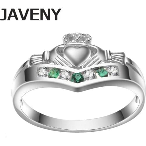 925 Sterling Silver Emeralds CZ Promise Irish Claddagh Womens Engagement Bridal Wedding Rings Birthday Gifts 8pcs Lots Wholesale