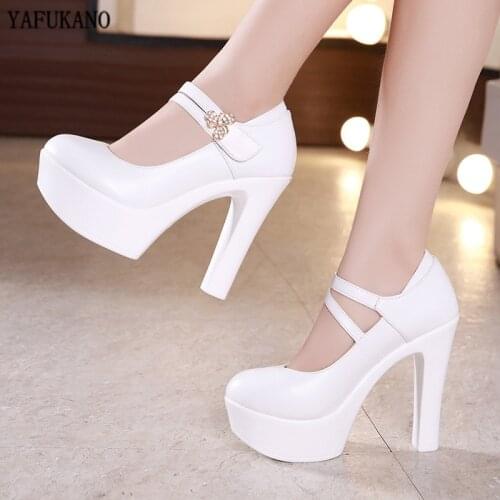 Plus Size Womens Pumps 13 m Super High Heels Square Heel Platform Single Shoes Models Cheongsam Catwalk Female Shoes 32,33,42,43