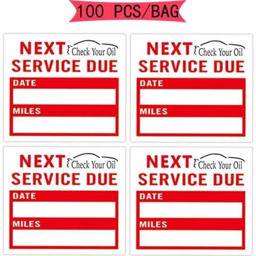 100 Pcs Oil Change Stickers Label Check Your Oil Maintenance Service Reminder Window Sticker Adhesive Labels Car Sticker 2x1.8 "