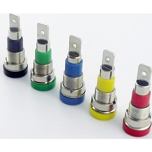 10x Multimeter Instrument 4mm Banana Jack Binding Post Panel Mount Test Probe 5C Black/Red/Yellow/Blue/Green