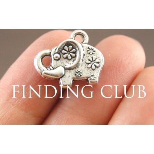 15 pcs Silver Color Elephant Charms DIY Metal Bracelet Necklace Jewelry Findings A1108