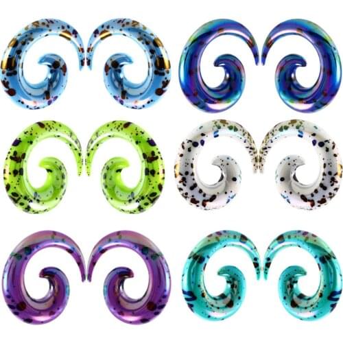 16pcs Acrylic Plug Snail Ear Stretcher Spiral Taper Flesh Tunnel Colorful Auricle Fake Expander Stretching Tattoo Jewelry