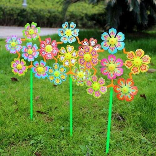 2Pcs Flower Windmill Wind Spinner Pinwheels Home Garden Yard Decor Kids Toys Outdoor Decor Kids Toys Wonderful decoration garden