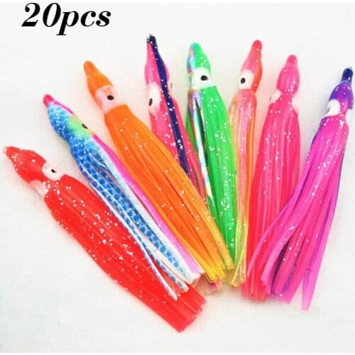 20pcs Artificial Emulational PVC Squid Calamary Octopus Soft Fishing Lures Bait Saltwater Colorful 5/6/9/10/16cm