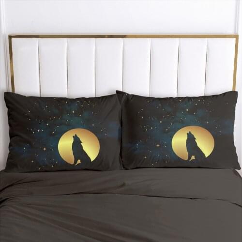 3D Printed Moon And Wolfs 100% Polyester 2 pcs Pillowcase Printed Home Decorative Pillowcse Pillow Cover Decoraion Bedclothe