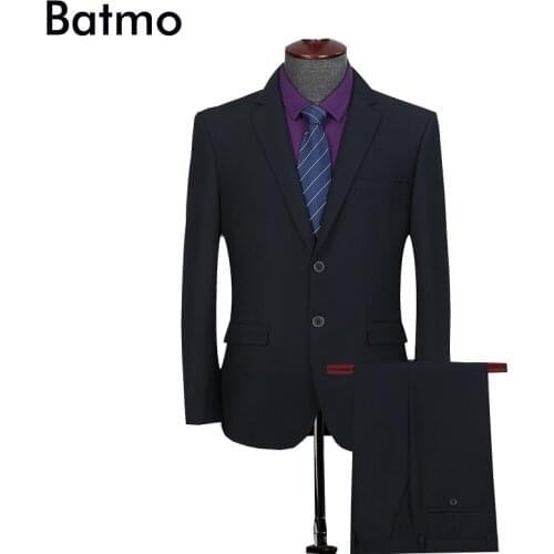 Batmo 2019 new arrival high quality formal black suits men,smart casual mens suits (jackets+pants) plus-size S-4XL 6601