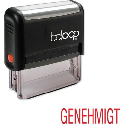 BBloop German Language "GENEHMIGT" Self-Inking Stamp, Rectangular, Laser Engraved, RED