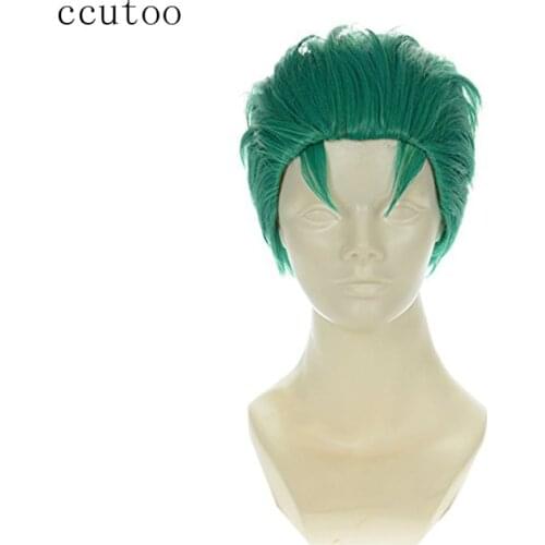 Ccutoo 12" Short Green Styled Synthetic Hair ONE PIECE Roronoa Zoro Cosplay Wig