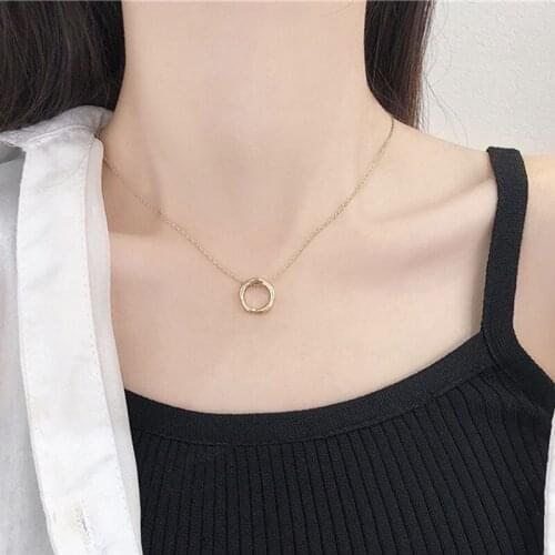 Simple Fashion Gold Color Chain Hollow Circle Pendant Necklace Women Girl Gifts Minimalist Chains Choker Jewelry