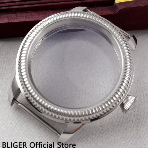 BLIGER 44MM Stainless Steel Watch Case Fit For ETA 6497 6498 Hand Winding Movement C6