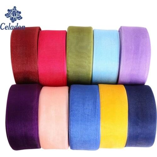 20MM/25MM/38MM 50yard Pretty Silk Organza Double Face Transparent Ribbon For Wedding Party Decoration Crafts Gift Packing Belt