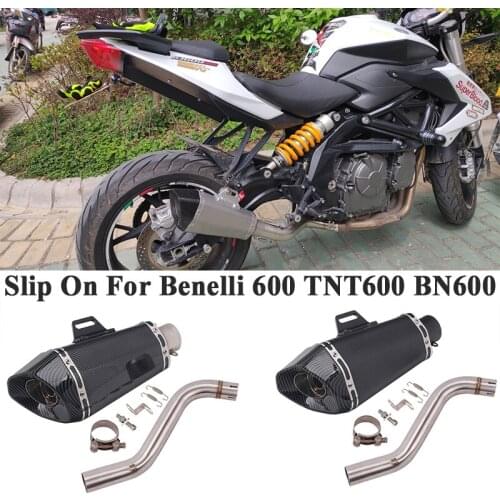 Slip On For Benelli 600 TNT600 BN600 Motorcycle Exhaust Escape Silencer Modified Middle Link Pipe Carbon Fiber Muffler DB Killer