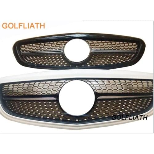 GOLFLIATH For Mercedes Benz C-class W205 diamond style ABS silver black grille grill for C180 C200 C250 C300 Classic model
