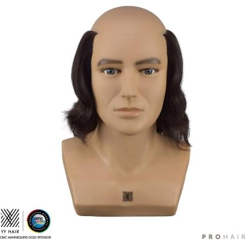 Mannequin-Head with shoulder Hair Replacement 7CM 100% Human Black Hair Head Mannequin Training Head Wig Head Doll for Styling