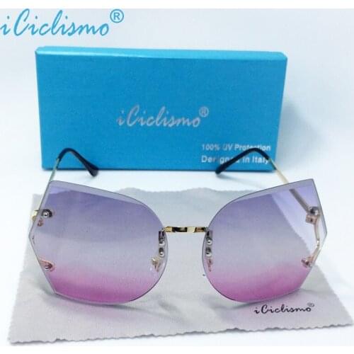 Hot New 2017 Rimless Gradient Top Quality UV400 Sunglasses Women Eyewear Brand Designer Lady Goggles Female Sun glasses With Box