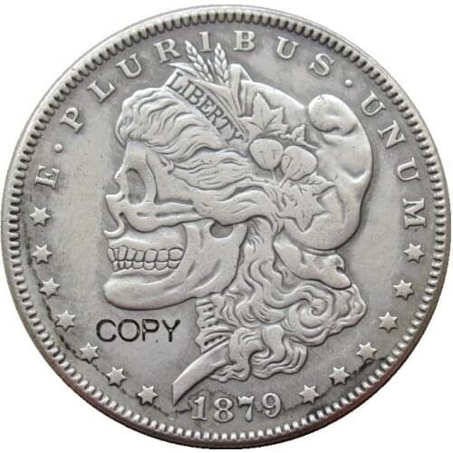 Hobo Morgan Dollar 1879 Skull Zombie Skeleton Different Types , Back Silver Plated Copy Coins