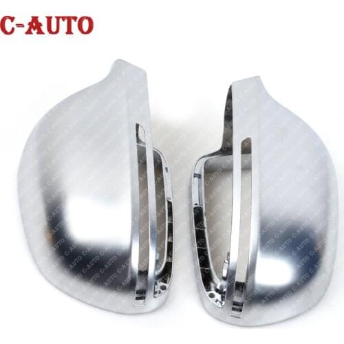 C-Auto 2PCS/set Matt Chrome Mirror Cover Rearview Side Mirror Cap For Audi A4 B8 A6 C6 A5 8T Q3 A3 8P Car-styling