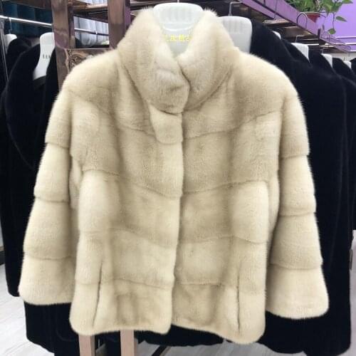 Womens New Natural Mink Fur Jacket Real Mink Fur Jacket Short Mink Coat Fashion Warm Casual Jacket