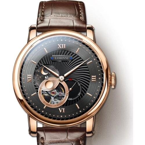 LOBINNI Switzerland mens watches,men luxury automatic watch skeleton man mechanical wristwatch waterproof clock sapphire relogio