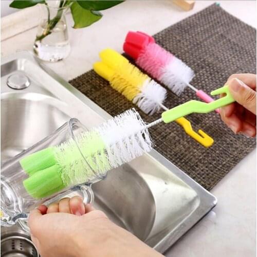 Multifunctional Cup Brush Scrub Sponge Cup Bottle Brush Baby Cleaning Brush Bottle Glass Scourer