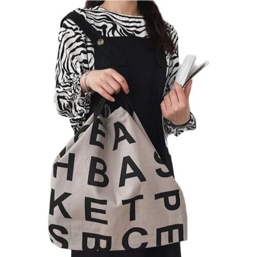 Fashion letter women Bag cotton shopping Bag tote large canvas bag crossbody lady hand bags travelling bag original design