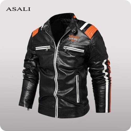 Mens Fleece Motorcycle Biker Leather Jacket 2021 Men Bomber Jacket Casual Pu Leather Coat Autumn Winter Mens Coats Clothing