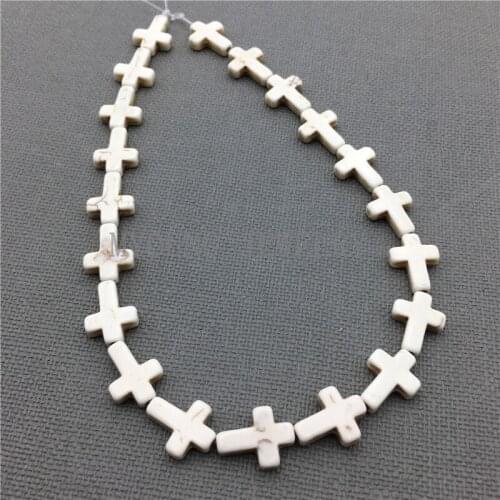 MY0161 Sideways Howlite Cross Beads - 1 STRAND