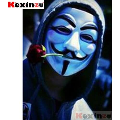 New 5D Full Square / round Diamond painting Art Kits White mask man 3D Diamond Embroidery Mosaic Cross Stitch Home Decoration S5