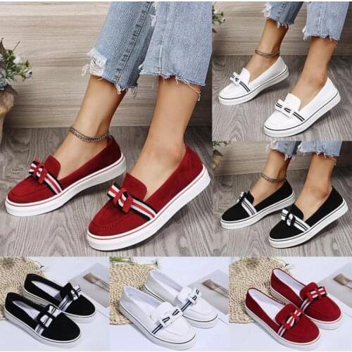 2021 New Spring And Autumn Pure Color Webbing Round Toe Low-cut White Bottom Womens Casual Single Shoes Sneakers