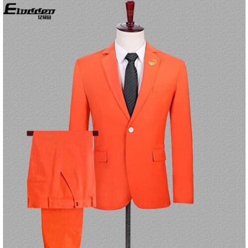 Orange blazer men suits designs jacket mens stage costumes for singers clothes dance star style dress punk rock masculino homme