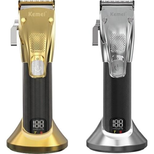 Kemei Professional Hair Trimmer for Man Large Capacity Cordless Hair Clipper With Charging Base Barber Shaving Cutting Machine