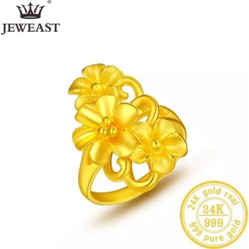 QRZB 24K Pure Gold Ring Real AU 999 Solid Gold Rings Elegant Shiny Beautiful Upscale Trendy Classic Jewelry Hot Sell New 2020