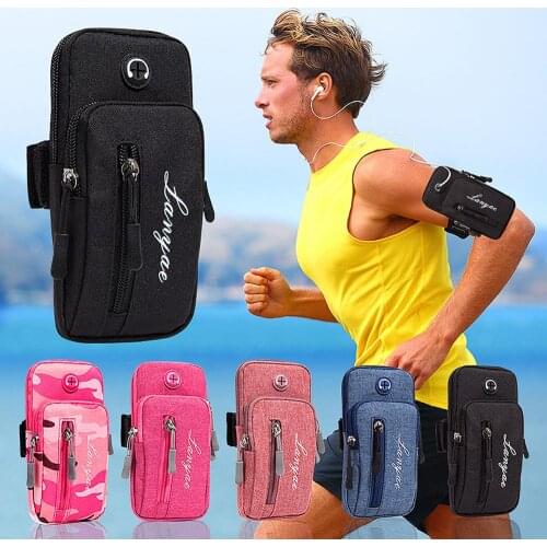 Running Men Women Arm Bags for Phone Money Keys Outdoor Sports Arm Package Bag with Headset Hole Simple Style Running Arm Band