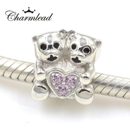 Charmlead Charms 925 Sterling Silver Charms Lovely Cute Bear Bead DIY Bracelet Jewelry Findings