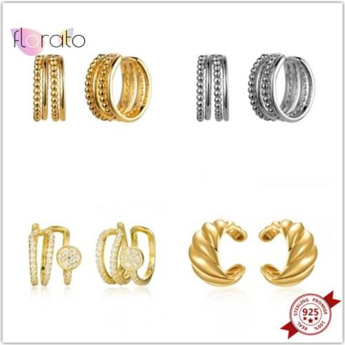 1PC 925 Sterling Silver Wide Ear Cuffs Clip on Earrings for Women Without Piercing Crystal Cartilage Earcuffs Ear Clips Jewelry