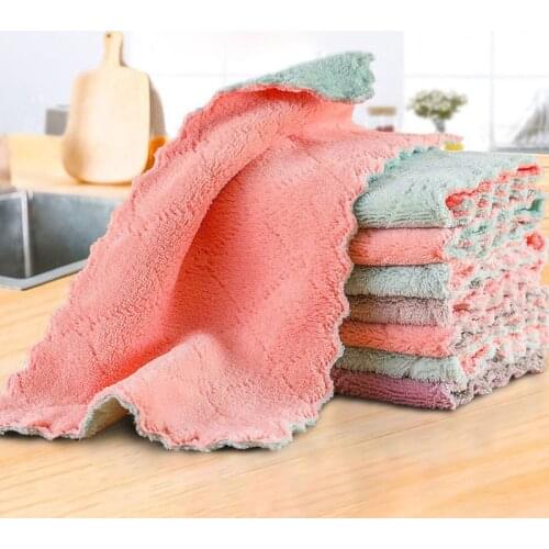 5Pcs Rag Cleaning Cloth Washing Dishs Kitchen Supplies Kitchen Double Side Absorbent Dishcloth Special Soft Kitchen Tool