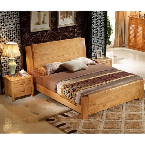 High quality bed Oak Bedroom furniture bed solid wood bedroom furniture 3094