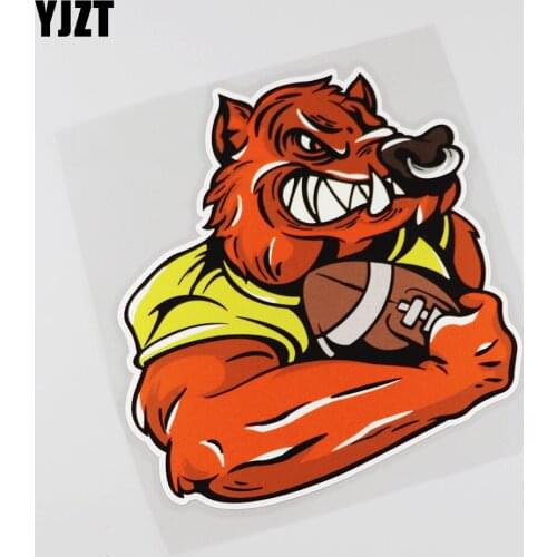 YJZT 14.1CMX14.9CM Interesting Wild Boar Decal Fierce Animal Car Sticker 13B-0097