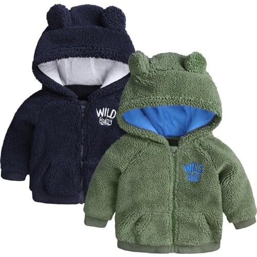 Cute Newborn Infant Baby Girls Boys Long Sleeve Zipper Plush Solid Colors Winter Warm Outwear Hooded Ears Coat Fleece Jacket#g4