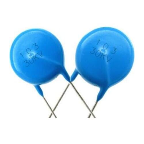 10PCS High voltage porcelain ceramic capacitor 30KV103 chip diameter 29mm 103M 30KV 10nF 0.01UF