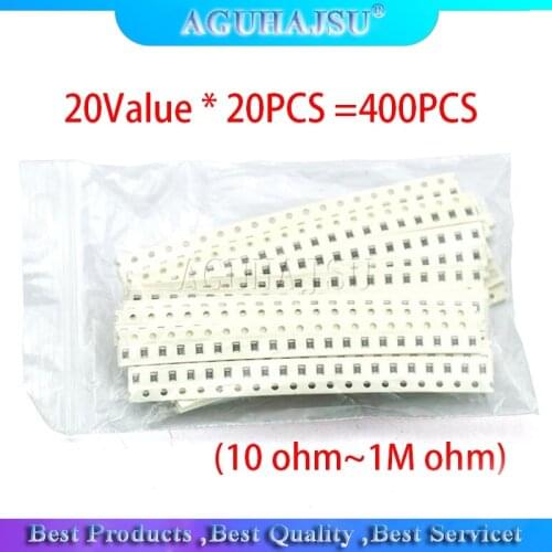 20Value * 20PCS =400PCS 0805 SMD Resistor Kit 1% 1/8W (10ohm~1Mohm) component diy samples kit new and original
