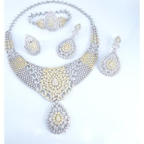 2020 new fashion luxury crystal zircon necklace earrings bracelet ring,wedding bride dinner party dress jewelry free shipping