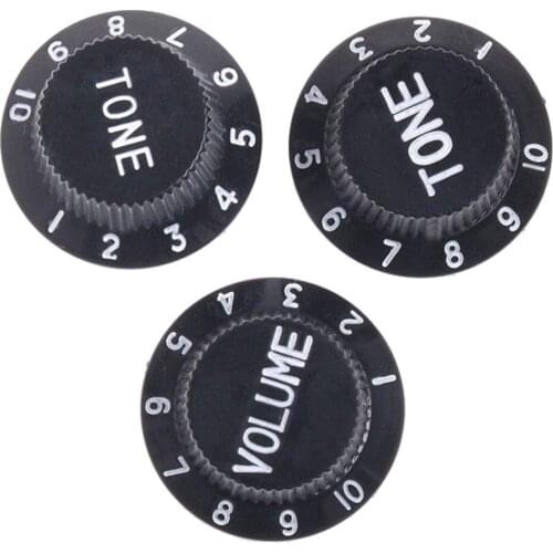 3pcs Electric Guitar Bass Tone Control Knobs Black Dome Knobs