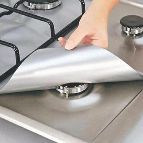 4 Pcs Square Gas Hob Protector Pads Reusable Non Stick Easy Clean Stove Mat