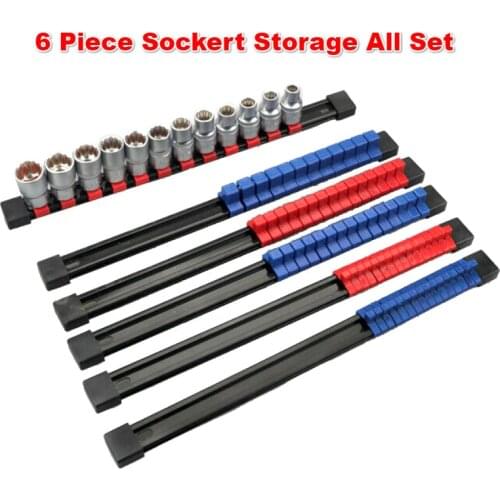 6PCS Suit Socket Sleeve Rack Explosion-proof Plastic Sleeve Holder 1/2 3/8 1/4 Iron Plate Multi Plastic Sleeve Hold Sleeve Rack