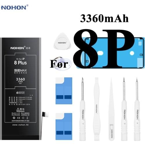 Nohon Battery For iPhone 8 Plus 8Plus 8P 3360mAh Capacity Built-in Li-polymer Batteries+Tools For Apple iPhone 8 Plus 8P Battery